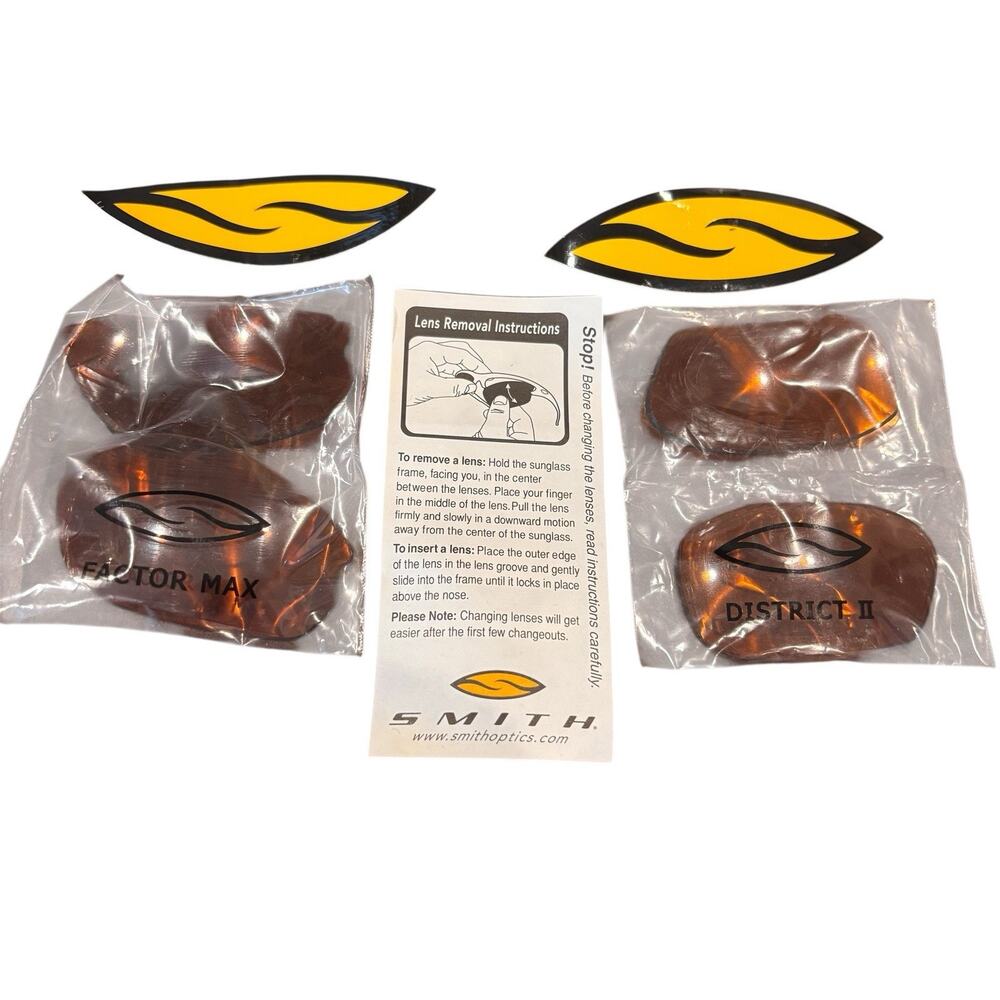Smith Optics Factor Max & District II Amber Replacement Lenses 2 Pairs New